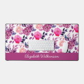 Roze en paarse waterverf bloeit vrouwelijk naam bureaumat (Keyboard & Muis)