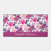 Roze en paarse waterverf bloeit vrouwelijk naam bureaumat (Voorkant)