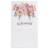 Roze en Paarse Waterverf Bloem Bruidsmeisje Klein Cadeauzakje (Achterkant)