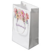 Roze en Paarse Waterverf Bloem Bruidsmeisje Klein Cadeauzakje (Achterkant Gekanteld)