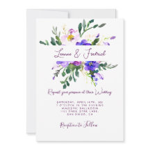 Roze en paarse waterverf bloemen, aangepast huweli