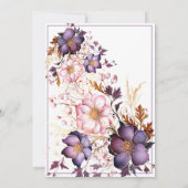 Roze en Paarse Waterverf bloemen bruiloft Kaart (Achterkant)