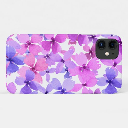 Roze en Paarse Waterverf bloemen Case-Mate iPhone Case (Achterkant (horizontaal))