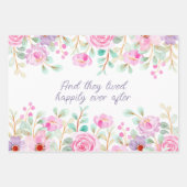 Roze en paarse waterverf bloemen frame inpakpapier vel (Voorkant 3)