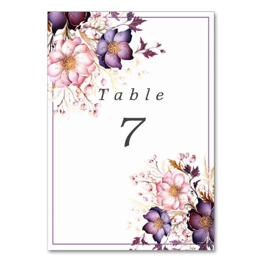 Roze en paarse waterverf bloemen kaart (Achterkant)