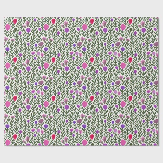 Roze en paarse waterverf bloemen patroon cadeaupapier (Vlak)