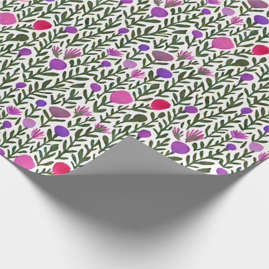 Roze en paarse waterverf bloemen patroon cadeaupapier (Hoek)