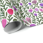 Roze en paarse waterverf bloemen patroon cadeaupapier (Rol Hoek)