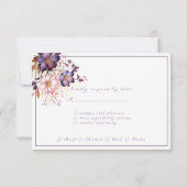 Roze en paarse waterverf bloemen RSVP kaartje (Achterkant)