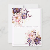 Roze en Paarse Waterverf bloemen Save The Date (Achterkant)
