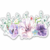 Roze en paarse waterverf bloemen sticker (Voorkant)
