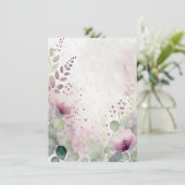 Roze en paarse waterverf bloemenblanco Bruiloft Kaart (Staand voorkant)