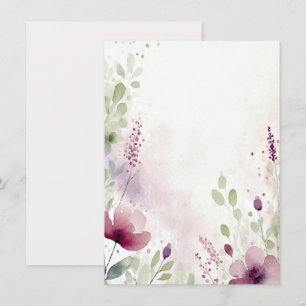 Roze en paarse waterverf bloemenkleuren lege Huwel Kaart