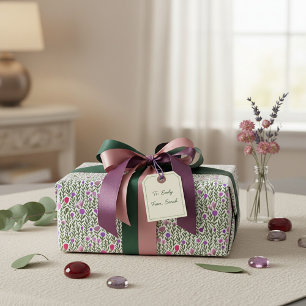 Roze en paarse waterverf bloemenpatroon cadeaupapier