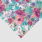 Roze en Paarse Waterverf Bloemenpatroon Tissuepapier (Detail)