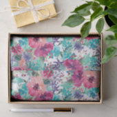 Roze en Paarse Waterverf Bloemenpatroon Tissuepapier (Geschenk)