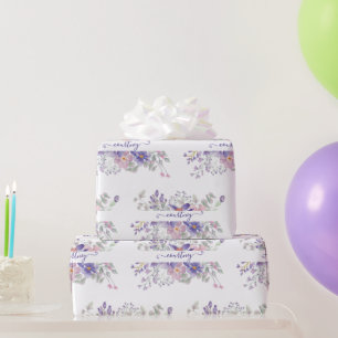 Roze en paarse waterverf bloemstuk persoonlijke ve cadeaupapier