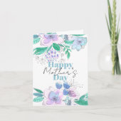 Roze en Paarse Waterverf Blossoms Moederdag Kaart (Voorkant)