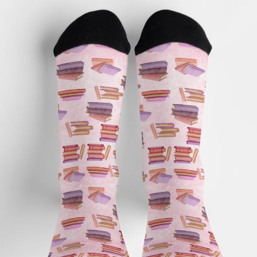 Roze en Paarse Waterverf boekpatroonbibliotheek Sokken (Top)