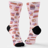 Roze en Paarse Waterverf boekpatroonbibliotheek Sokken (Gebogen)