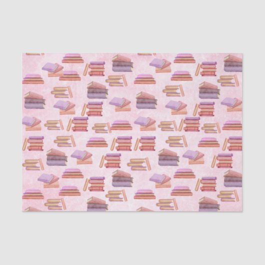 Roze en Paarse Waterverf boekpatroonbibliotheek Tissuepapier (Voorkant)