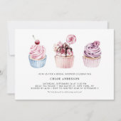 Roze en Paarse Waterverf Cupcakes Vrijgezellenfees Kaart (Voorkant)