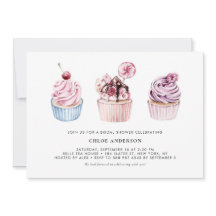 Roze en Paarse Waterverf Cupcakes Vrijgezellenfees