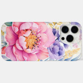 Roze en paarse waterverf floraal Case-Mate iPhone case (Achterkant (horizontaal))