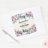 Roze en Paarse Waterverf Floral Border Kitchen Vierkante Sticker (Envelop)