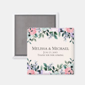Roze en Paarse Waterverf Floral Border Wedding Magneet (Voorkant / Achterkant)