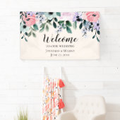 Roze en Paarse Waterverf Floral Border Wedding Spandoek (Insitu)