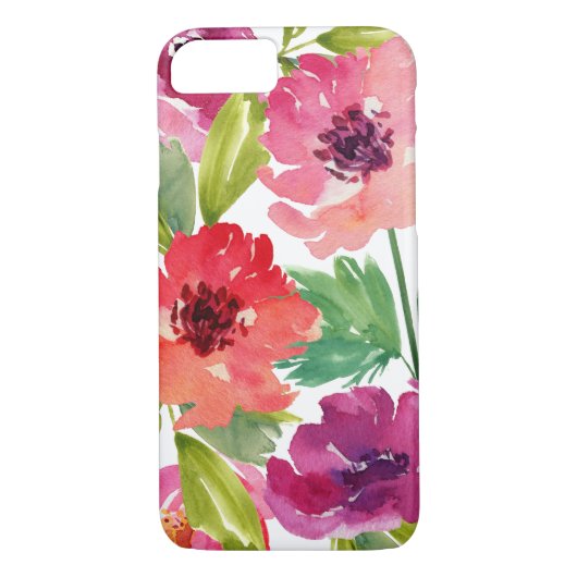 Roze en Paarse Waterverf Floral Case-Mate iPhone Case (Achterkant)