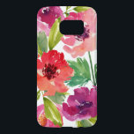 Roze en Paarse Waterverf Floral Samsung Galaxy S7 Hoesje<br><div class="desc">en vrouwelijk,  dit hoesje bevat een combinatie van roze en paarse waterverf bloemen met groene bladeren.</div>