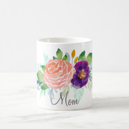 Roze en Paarse Waterverf Floral Koffiemok