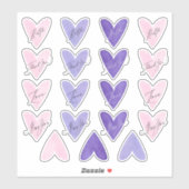 Roze en Paarse Waterverf Heart Envelope-zegels Sticker (Vel)