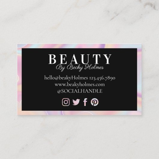 Roze en Paarse Waterverf Holografisch ontwerp — Sc Visitekaartje (Achterkant)