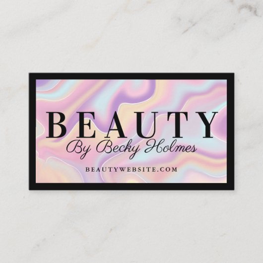 Roze en Paarse Waterverf Holografisch ontwerp — Sc Visitekaartje (Voorkant)