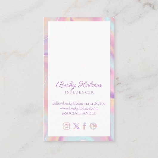 Roze en Paarse Waterverf Holografisch ontwerp — Sc Visitekaartje (Achterkant)