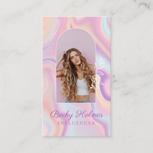 Roze en Paarse Waterverf Holografisch ontwerp — Sc Visitekaartje (Voorkant)