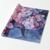 Roze en Paarse Waterverf Hydrangea Decoupage Cadeaupapier (Uitgerold)