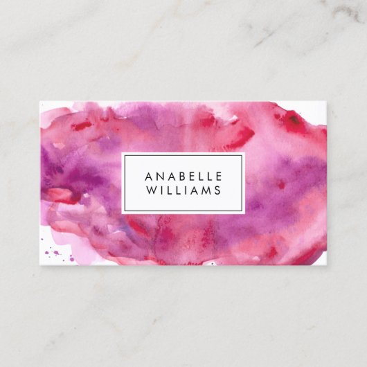 Roze en Paarse Waterverf Modern Visitekaartje (Voorkant)