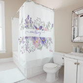 Roze en paarse waterverf op maat douchegordijn (In situ)