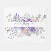 Roze en paarse waterverf op maat fleece deken (Voorkant (Horizontaal))