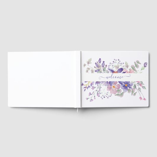 Roze en paarse waterverf op maat gastenboek (Volledig)