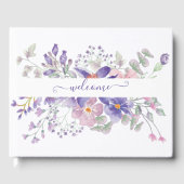 Roze en paarse waterverf op maat gastenboek (Voorkant)