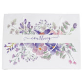 Roze en paarse waterverf op maat groot cadeauzakje (Voorkant)