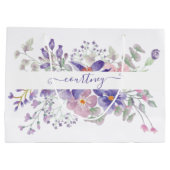 Roze en paarse waterverf op maat groot cadeauzakje (Achterkant)