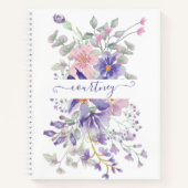 Roze en paarse waterverf op maat notitieboek (Voorkant)