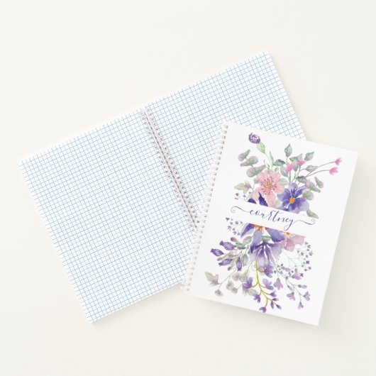 Roze en paarse waterverf op maat notitieboek (Binnen)