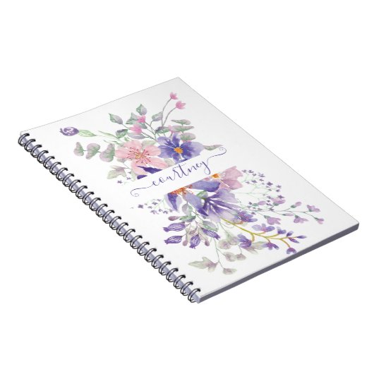 Roze en paarse waterverf op maat notitieboek (Rechterzijde)